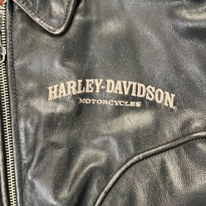 Harley-Davidson Distressed Black Leather Bomber Jacket